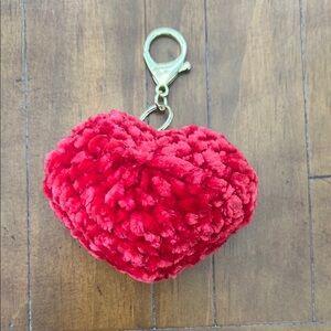 Red Heart-Shaped Plush Bag charm/ Keychain.